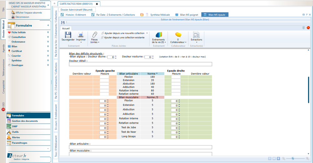 Dossier médical - Exemple de bilan Dossier médical - Exemple de bilan